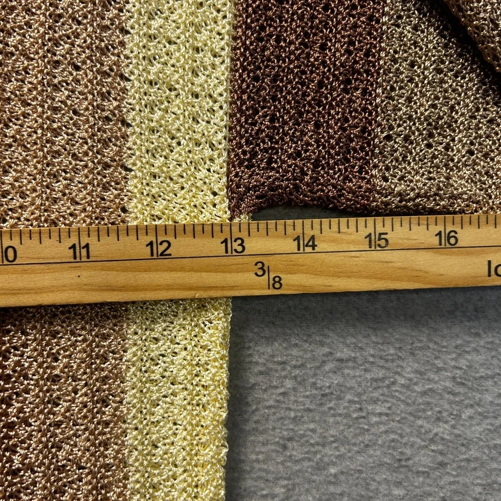 Say What Open Knit Sweater Womens Medium‎ Brown Stripe Bell Sleeve Boho Crochet